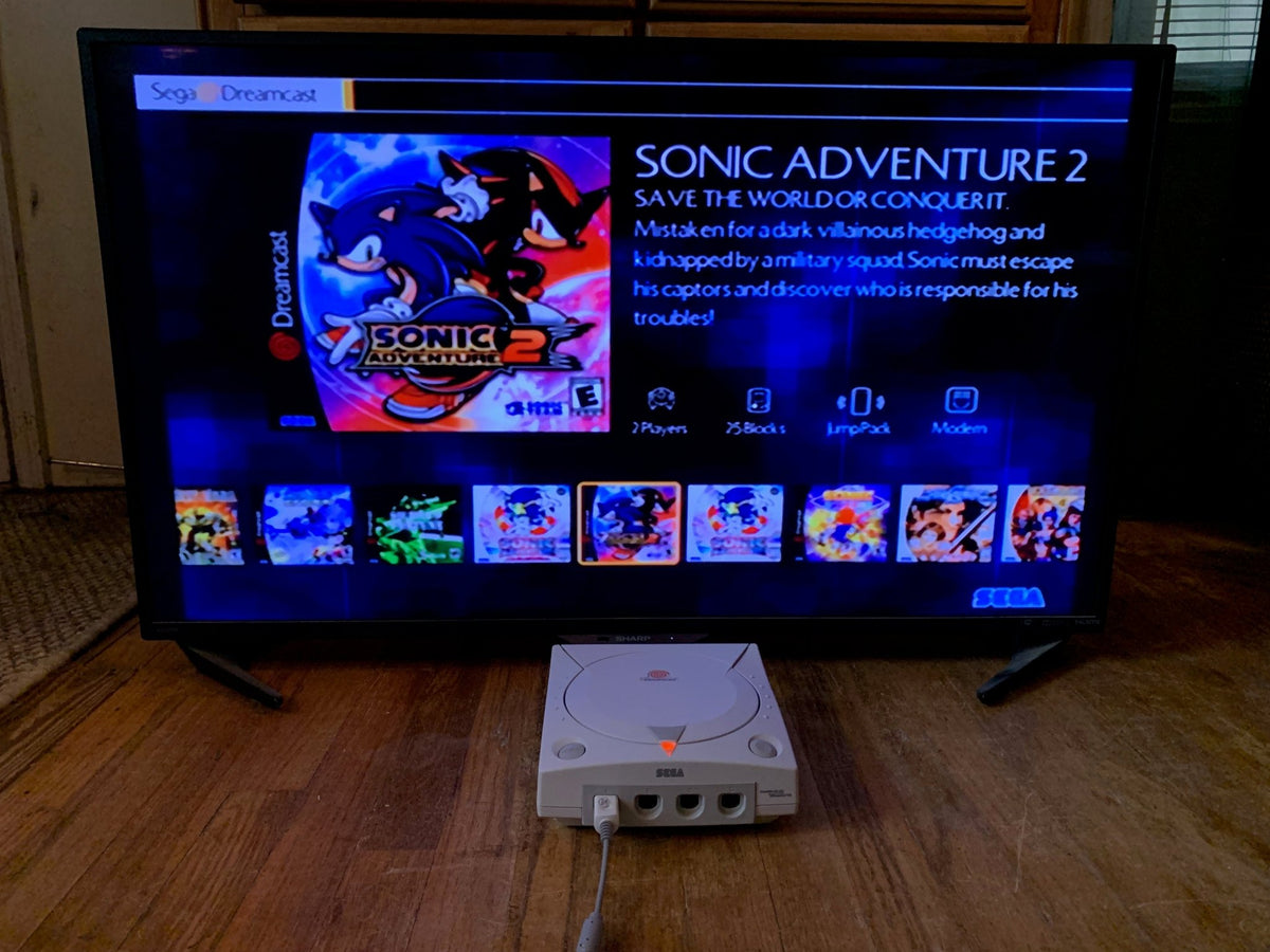 Dreamcast console with GDEMU installed 256GB preloaded SD card OEM controller VMU Pro HDMI Adapter and AC cable